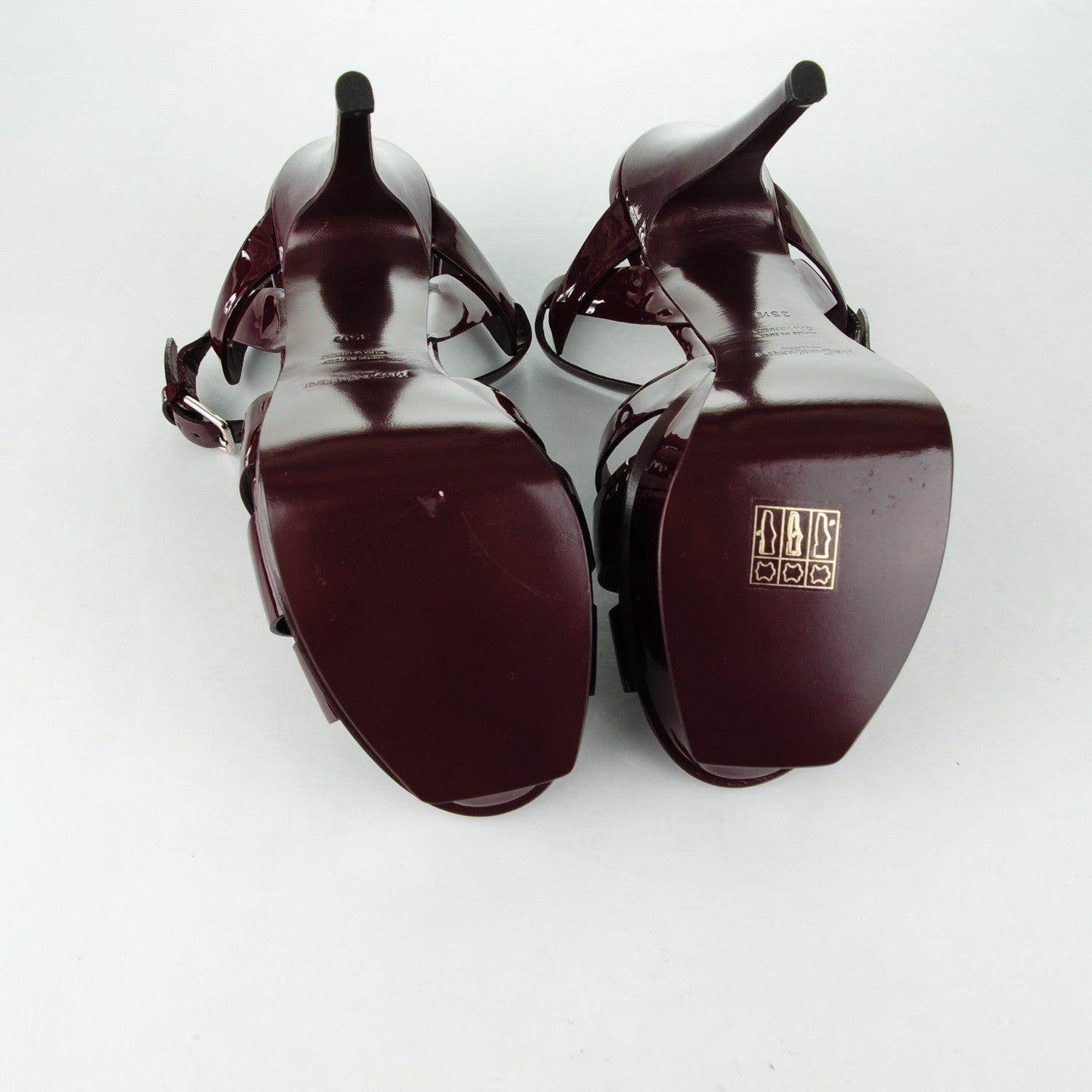 Saint Laurent Patent Tribute 105 Platform Sandals 35.5 Bourgogne 5 of 7