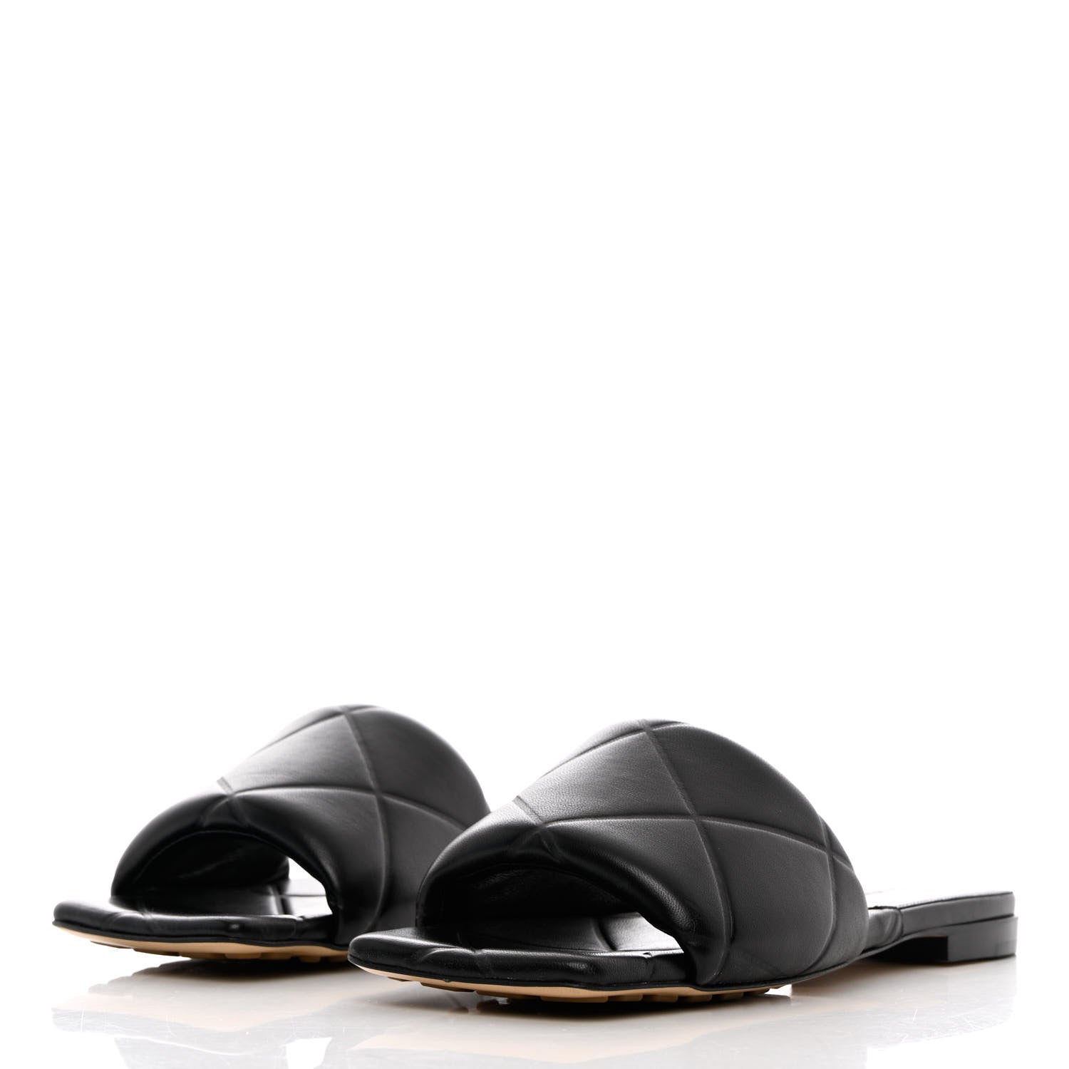 Bottega Veneta Nappa Quilted Rubber Lido Flat Sandals 37 Black 3 of 9