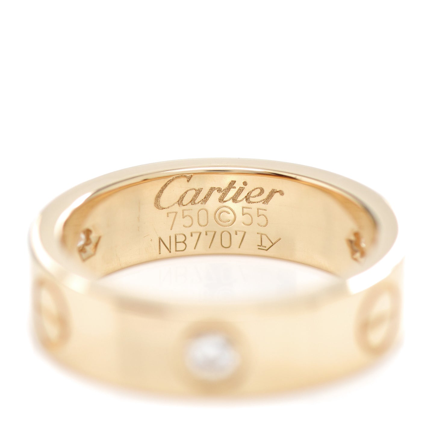 18K Yellow Gold 3 Diamond 5.5mm LOVE Ring 55 7.25