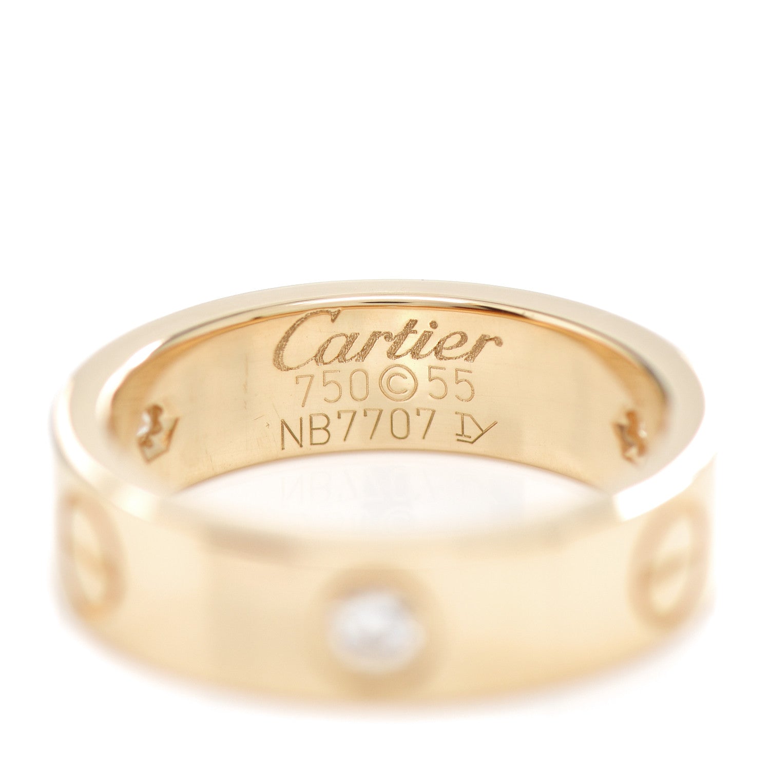 Cartier 18K Yellow Gold 3 Diamond 5.5mm LOVE Ring 55 7.25 4 of 5