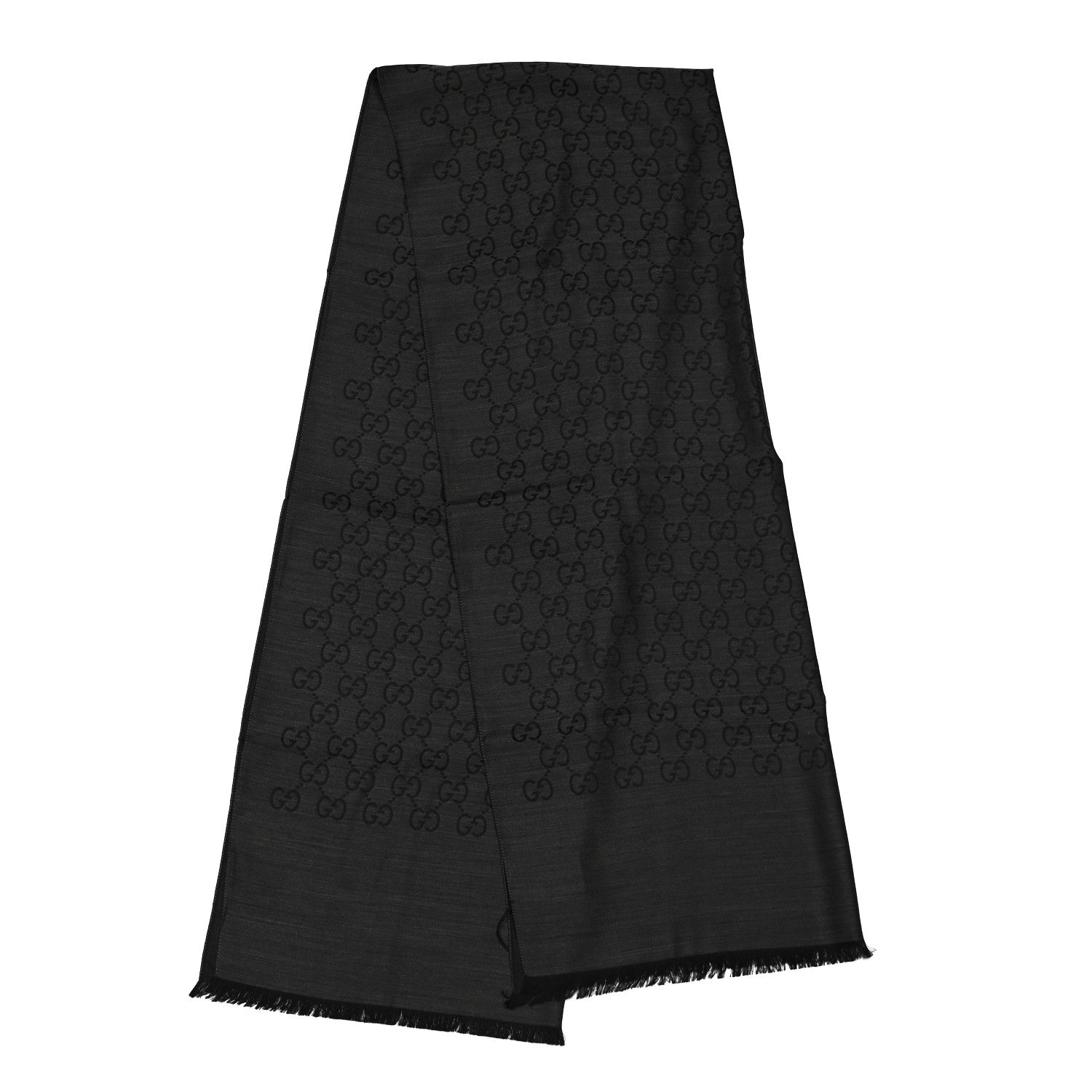 Gucci Wool Silk GG Monogram GGNat Plus Scarf Anthracite 2 of 4