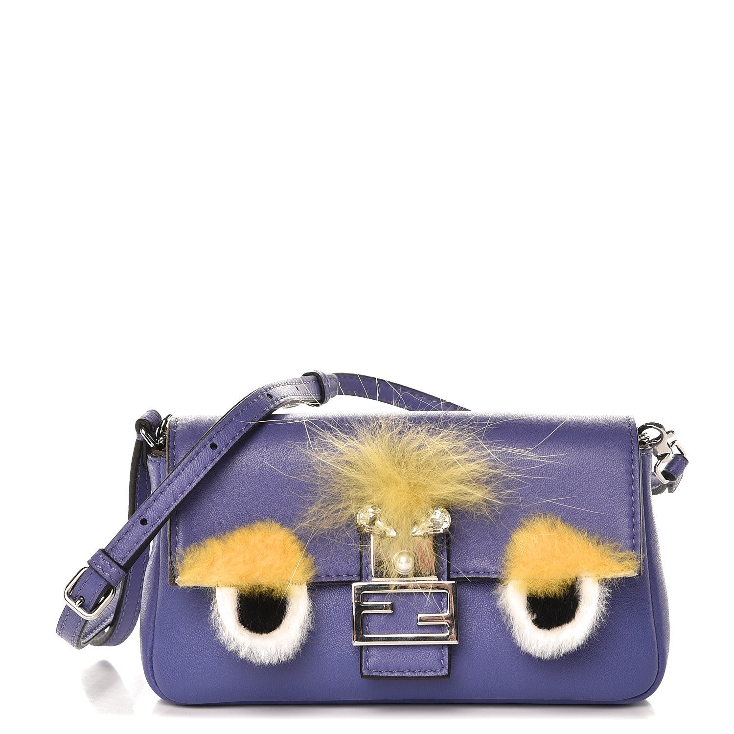 Fendi Nappa Rabbit Fox Fur Micro Buggie Baguette Cassis Giallo Multicolor 1 of 7