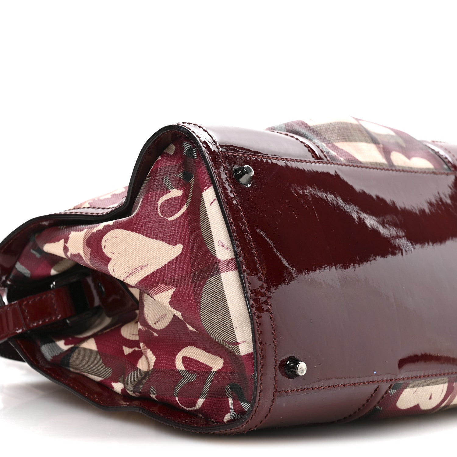 Burberry Nova Check Heart Print Pilgrim Satchel Berry 10 of 11