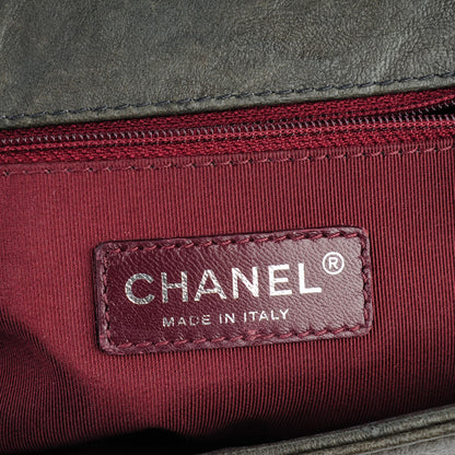 Chanel Crumpled Lambskin Large Studded Boy Flap Dark Gray 7 of 8