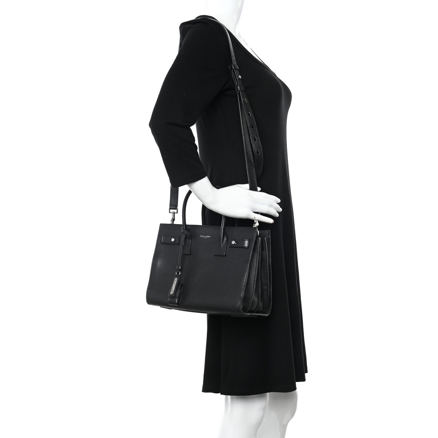 Saint Laurent Grained Calfskin Baby Sac De Jour Souple Black 2 of 30