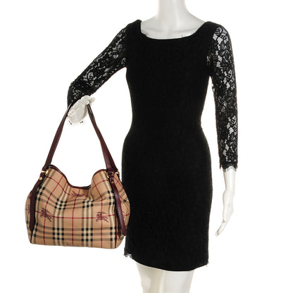 Burberry Haymarket Check Small Canterbury Tote Burgundy 2 of 11