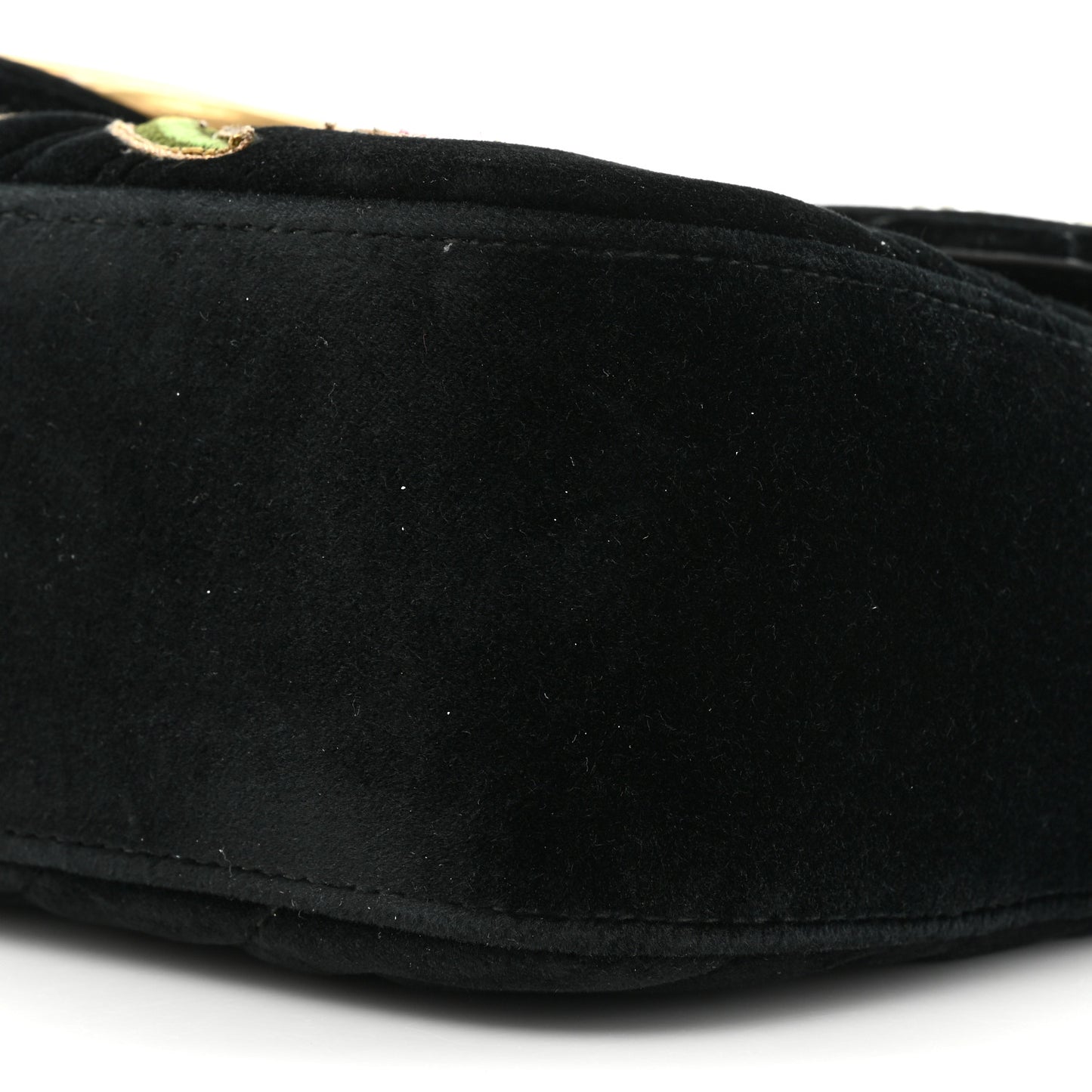 Velvet Matelasse Loved Embroidered Medium GG Marmont Shoulder Bag Black