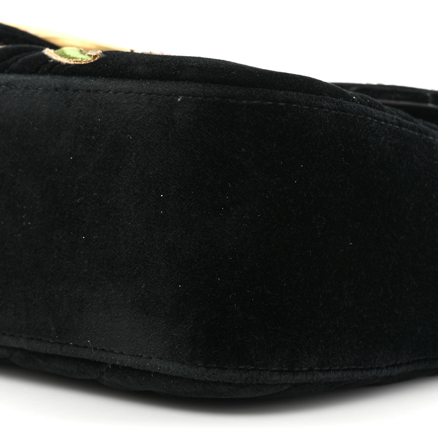 Gucci Velvet Matelasse Loved Embroidered Medium GG Marmont Shoulder Bag Black 8 of 9