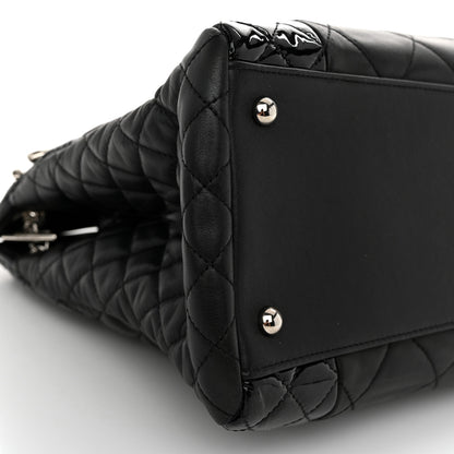Chanel Lambskin Patent Quilted CC Shopping Tote Black 10 of 11