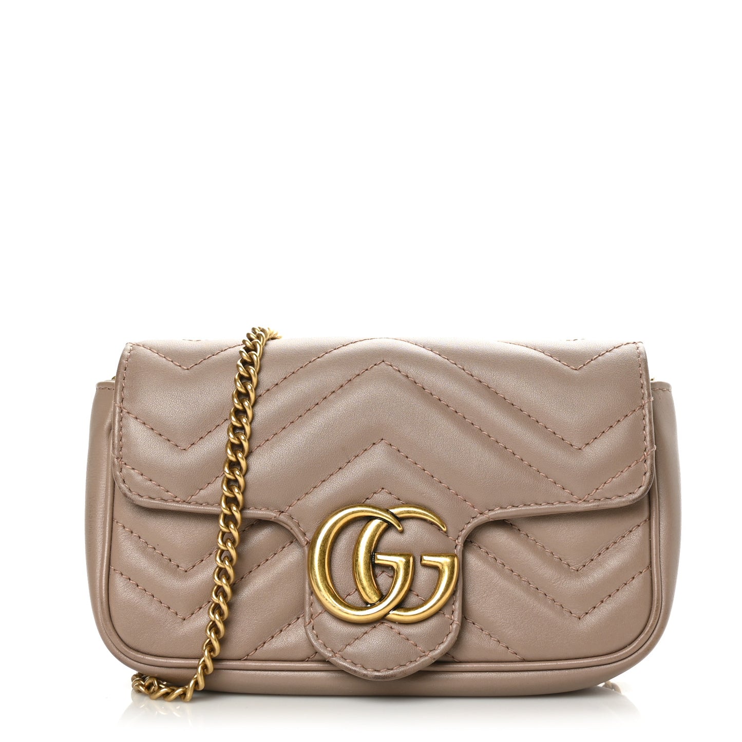 Calfskin Matelasse Super Mini GG Marmont Shoulder Bag Porcelain Rose