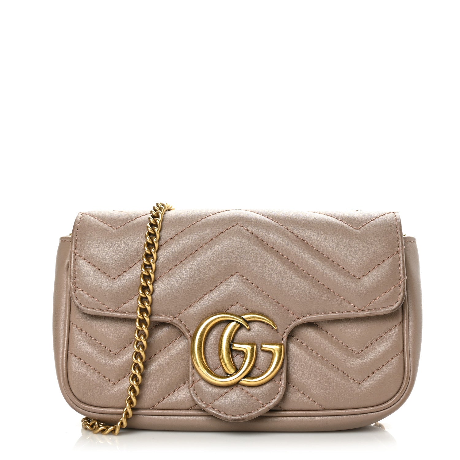 Gucci Calfskin Matelasse Super Mini GG Marmont Shoulder Bag Porcelain Rose 1 of 9