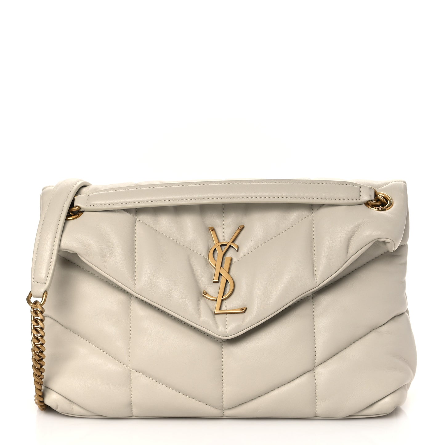 Lambskin Quilted Small Loulou Puffer Monogram Chain Satchel Blanc Vintage