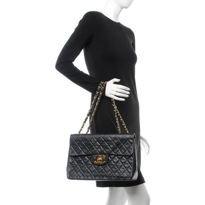 Chanel Lambskin Quilted XL Jumbo Single Flap Black 2 of 14
