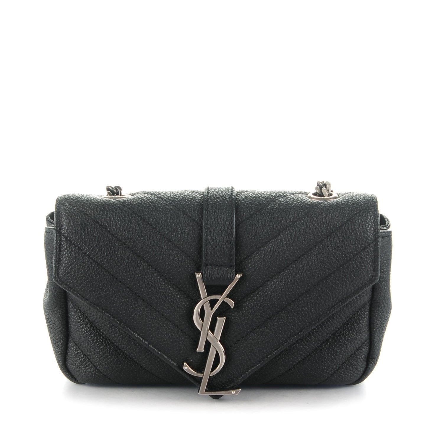 Grained Calfskin Matelasse Chevron Monogram Classic Baby Chain Bag Black