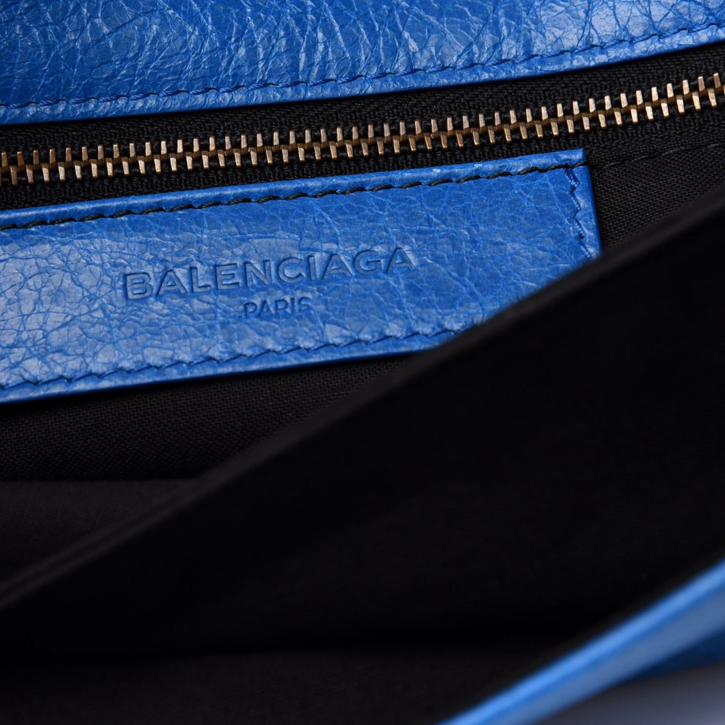Agneau Giant 12 Gold Hardware Envelope Strap Clutch Bleu Rivage