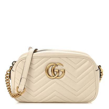 Gucci Calfskin Matelasse Small GG Marmont Chain Shoulder Bag White 1 of 11