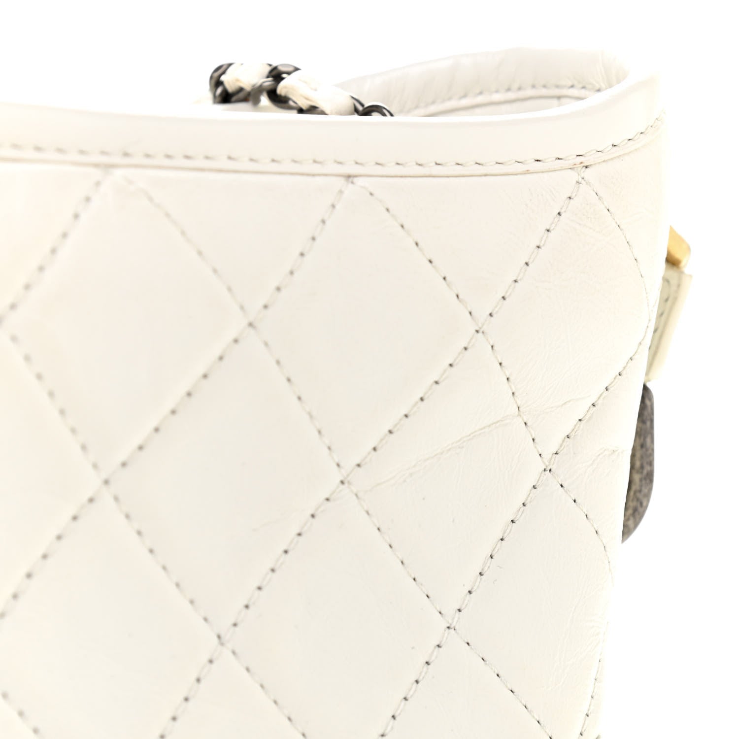 Chanel Aged Calfskin Quilted Small Gabrielle Hobo White 10 of 11