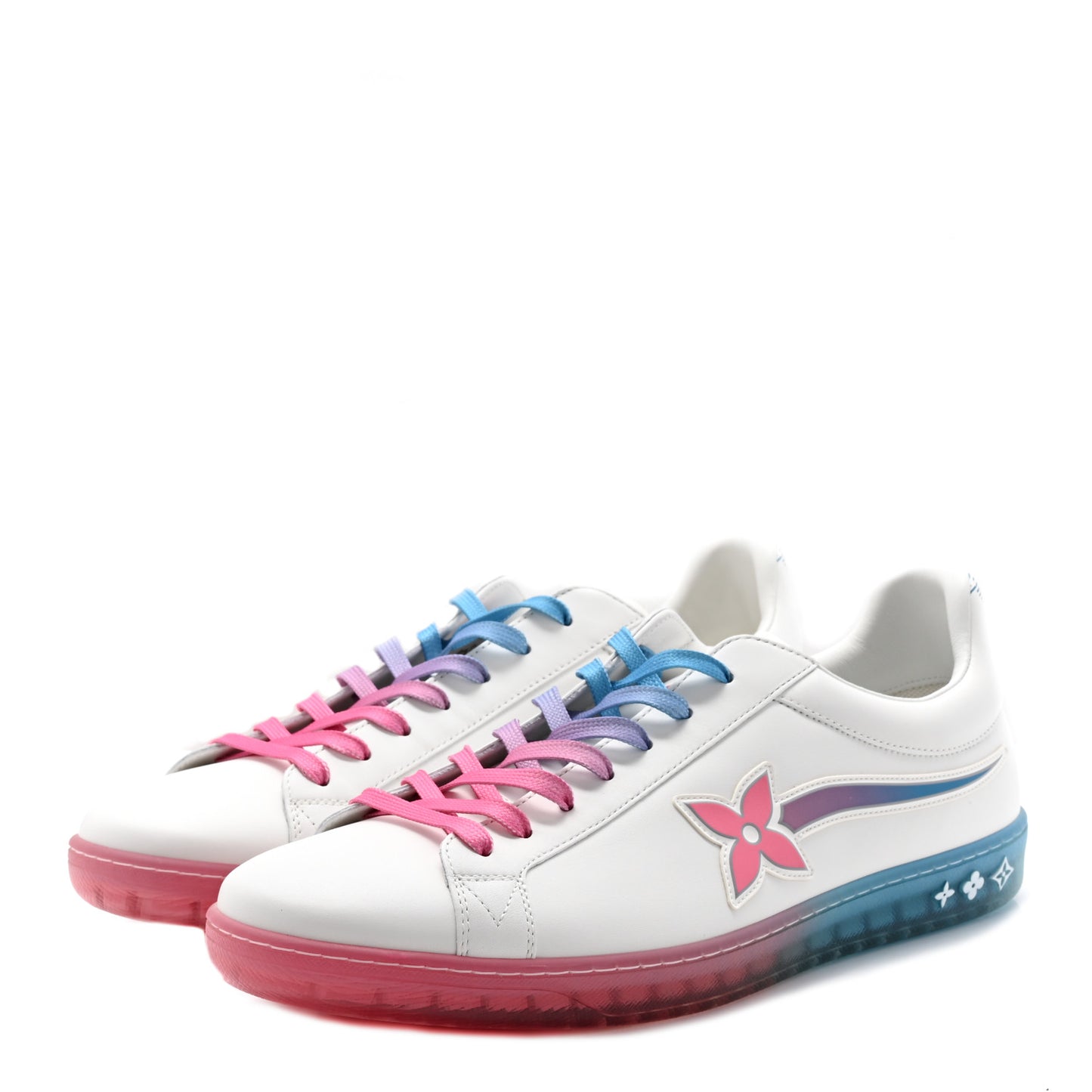 Calfskin Luxembourg Samothrace Mens Sneakers 9 White Pink Blue