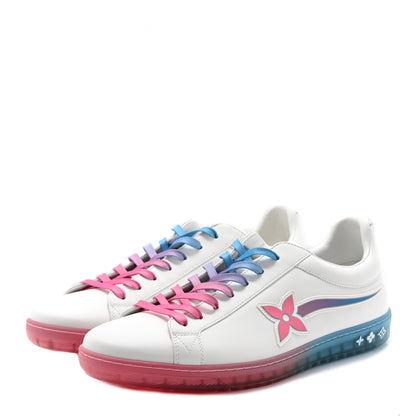 Louis Vuitton Calfskin Luxembourg Samothrace Mens Sneakers 9 White Pink Blue 3 of 11