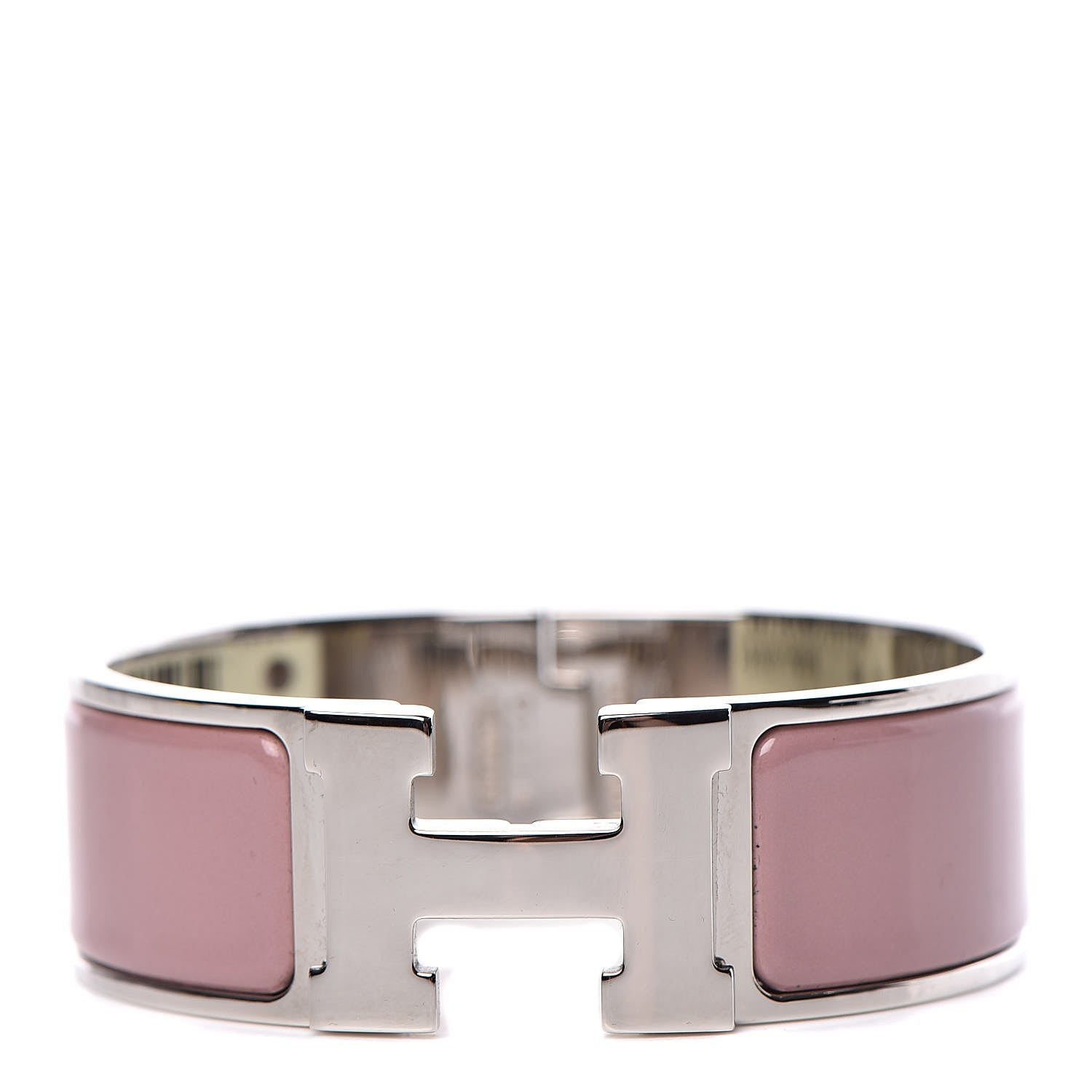 Hermes Enamel Wide Clic Clac H Bracelet PM Bois De Rose 1 of 5