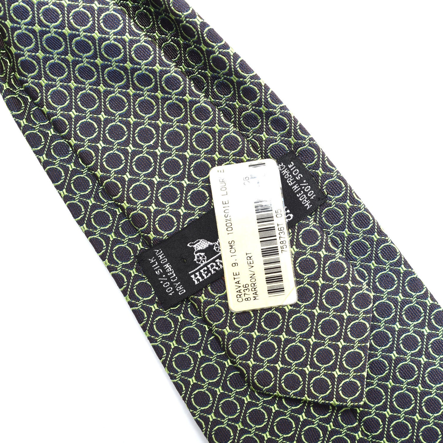 Silk Printed Mens Cravate Neck Tie Marron Vert