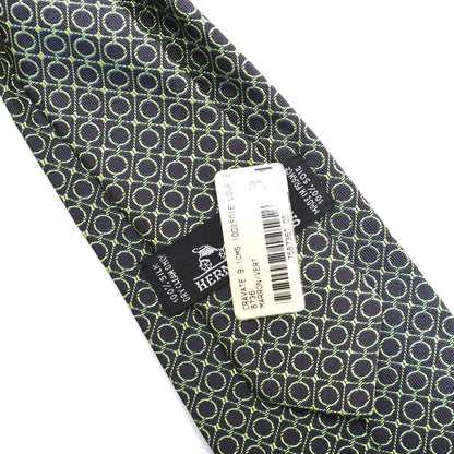 Hermes Silk Printed Mens Cravate Neck Tie Marron Vert 4 of 5