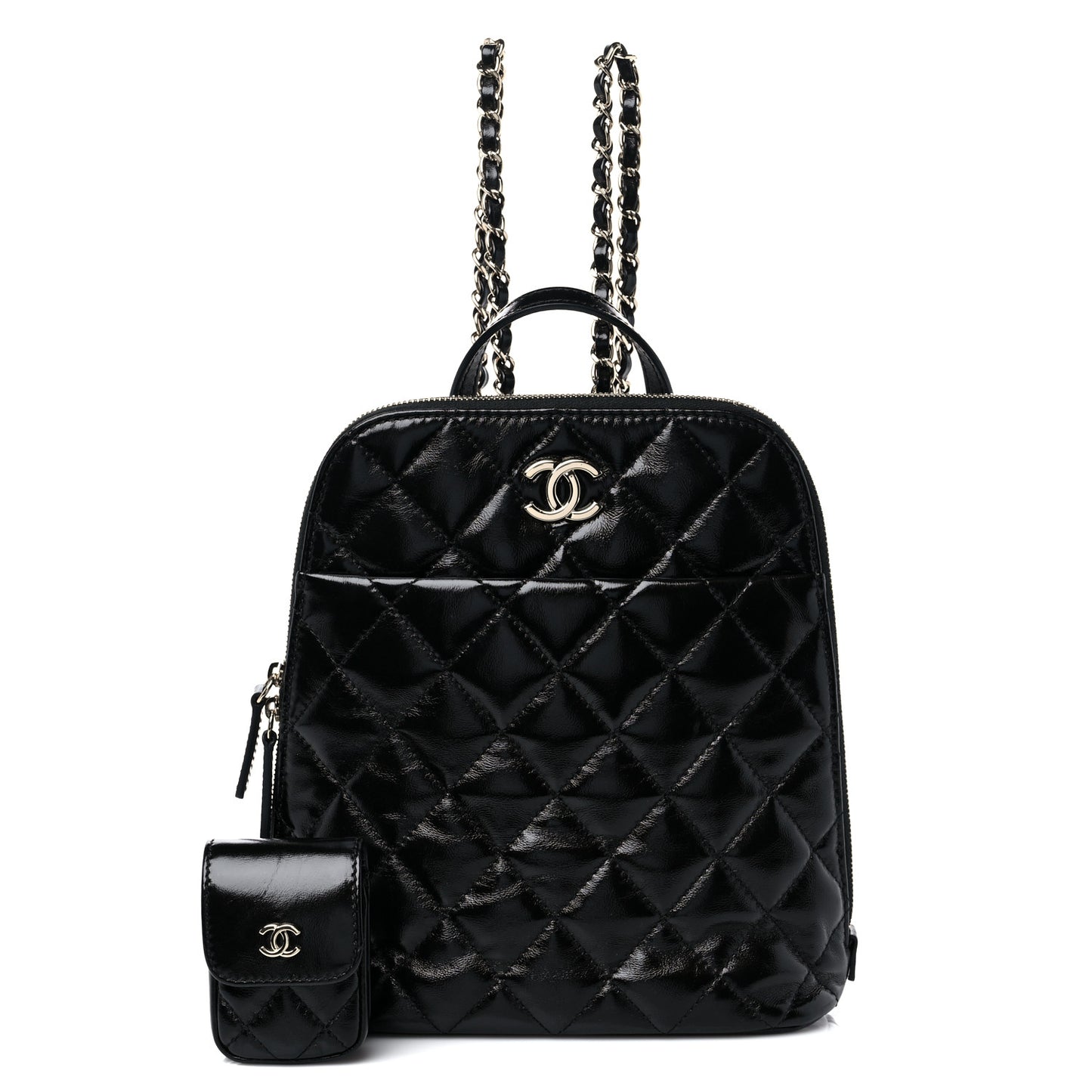 Shiny Calfskin My Pocket Backpack Black