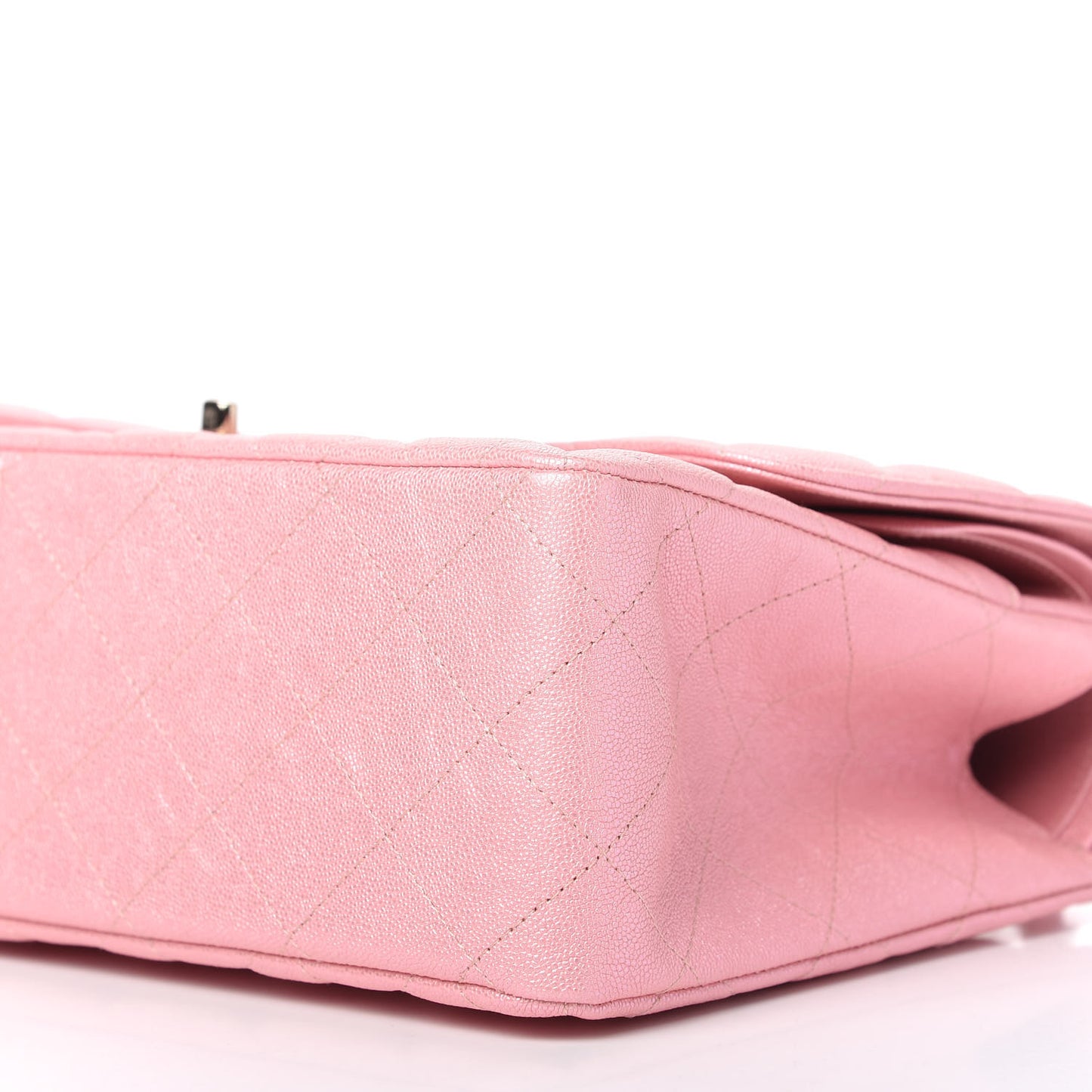 Iridescent Caviar Quilted Jumbo Double Flap Rose Pink