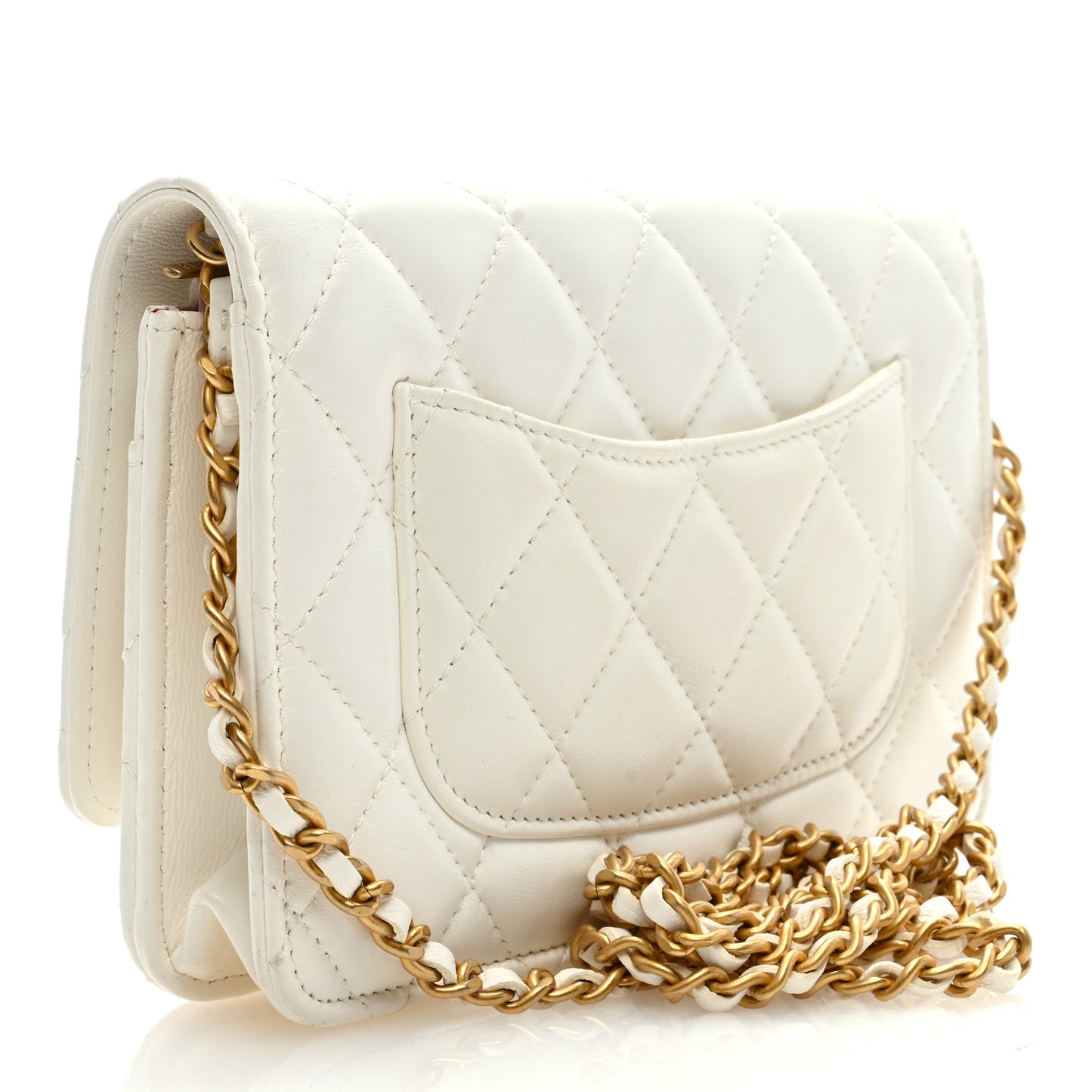 Lambskin Plexiglass Quilted Coco Love Wallet On Chain WOC White