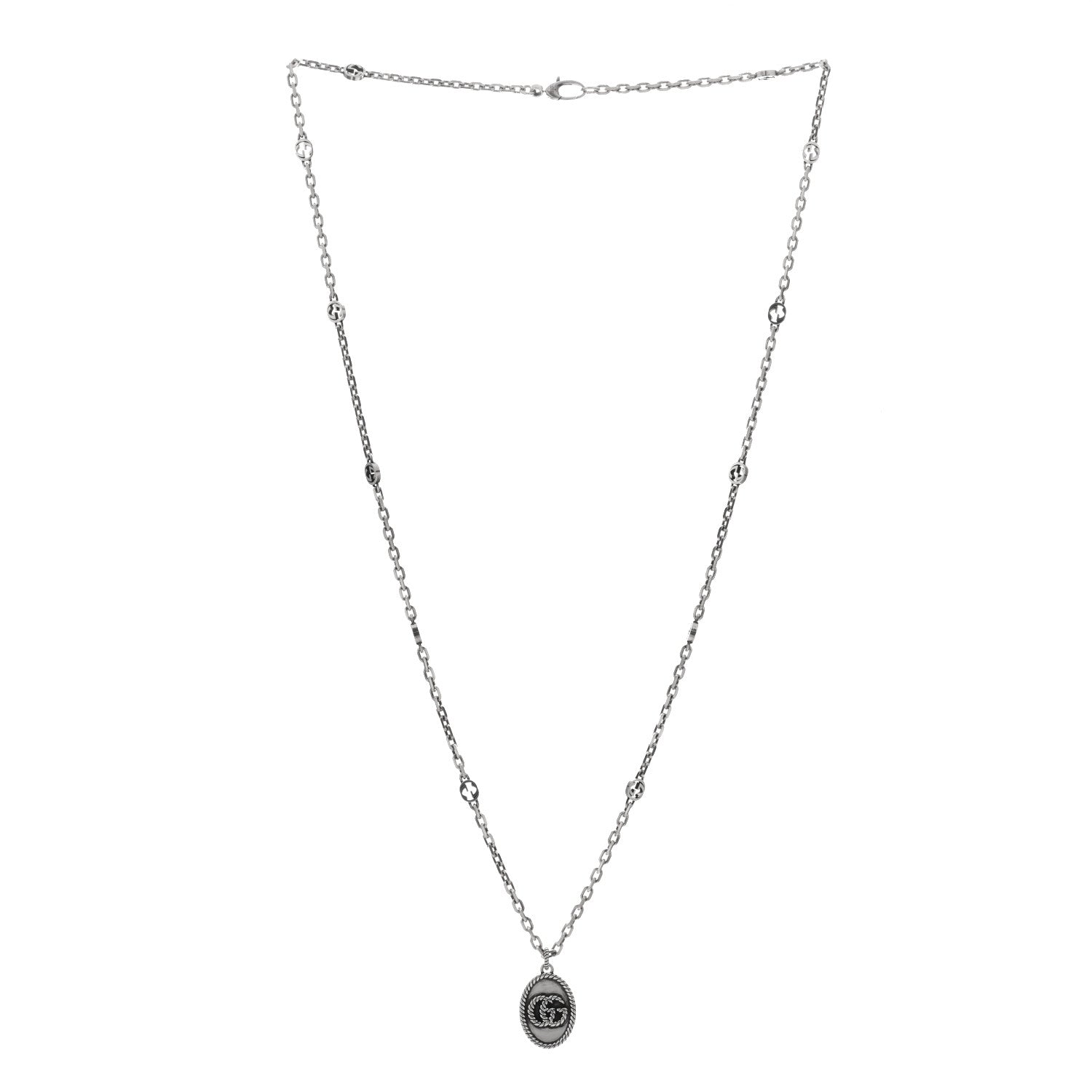 Gucci Sterling Silver Double G Pendant Necklace 2 of 4