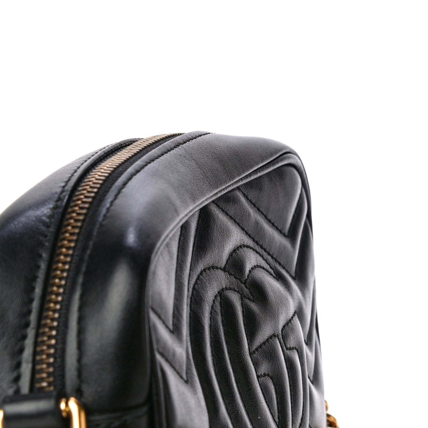 Calfskin Matelasse Mini GG Marmont Chain Shoulder Bag Black