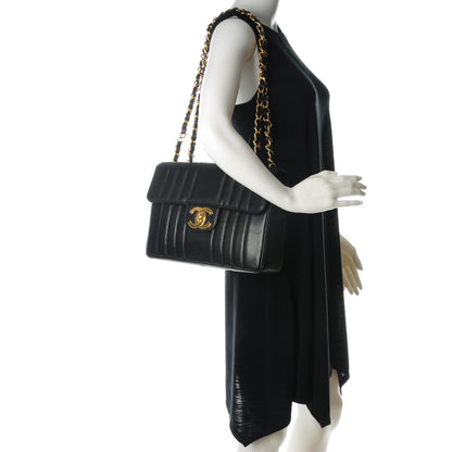 Chanel Caviar Vertical Quilted Jumbo Flap Black 2 of 9