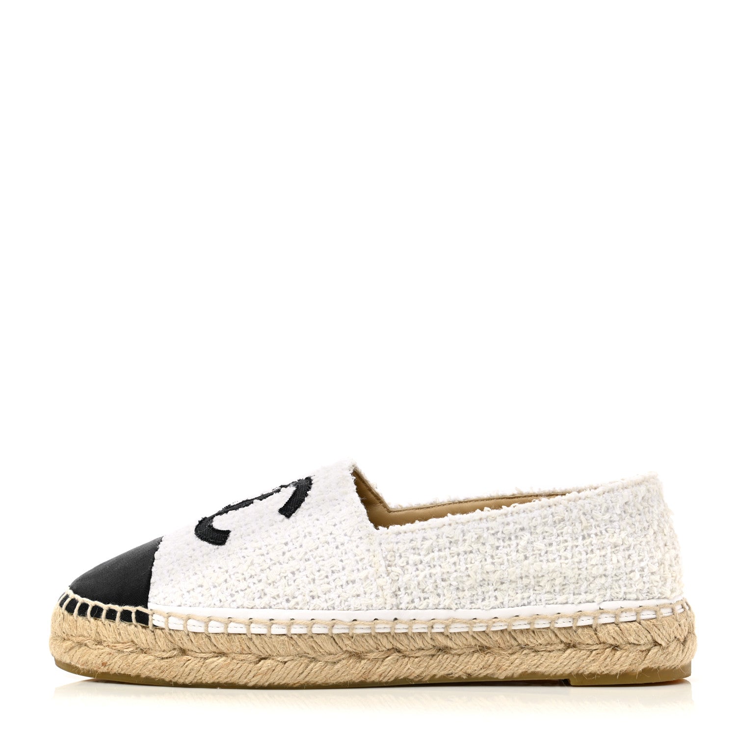 Chanel Tweed Grosgrain CC Espadrilles 36 White Black 1 of 10
