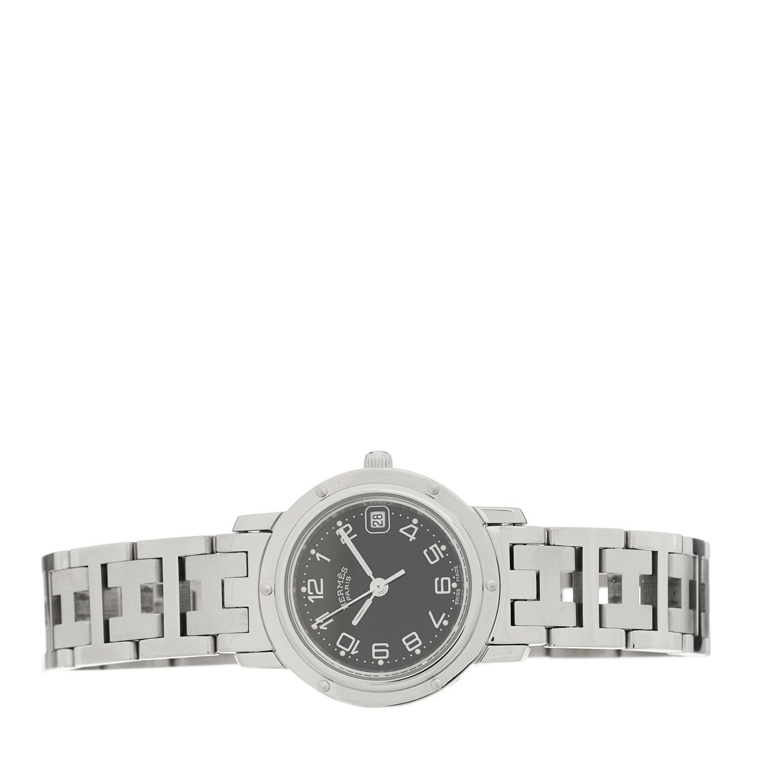 Hermes Stainless Steel 24mm Clipper Quartz Watch Black 2 of 4