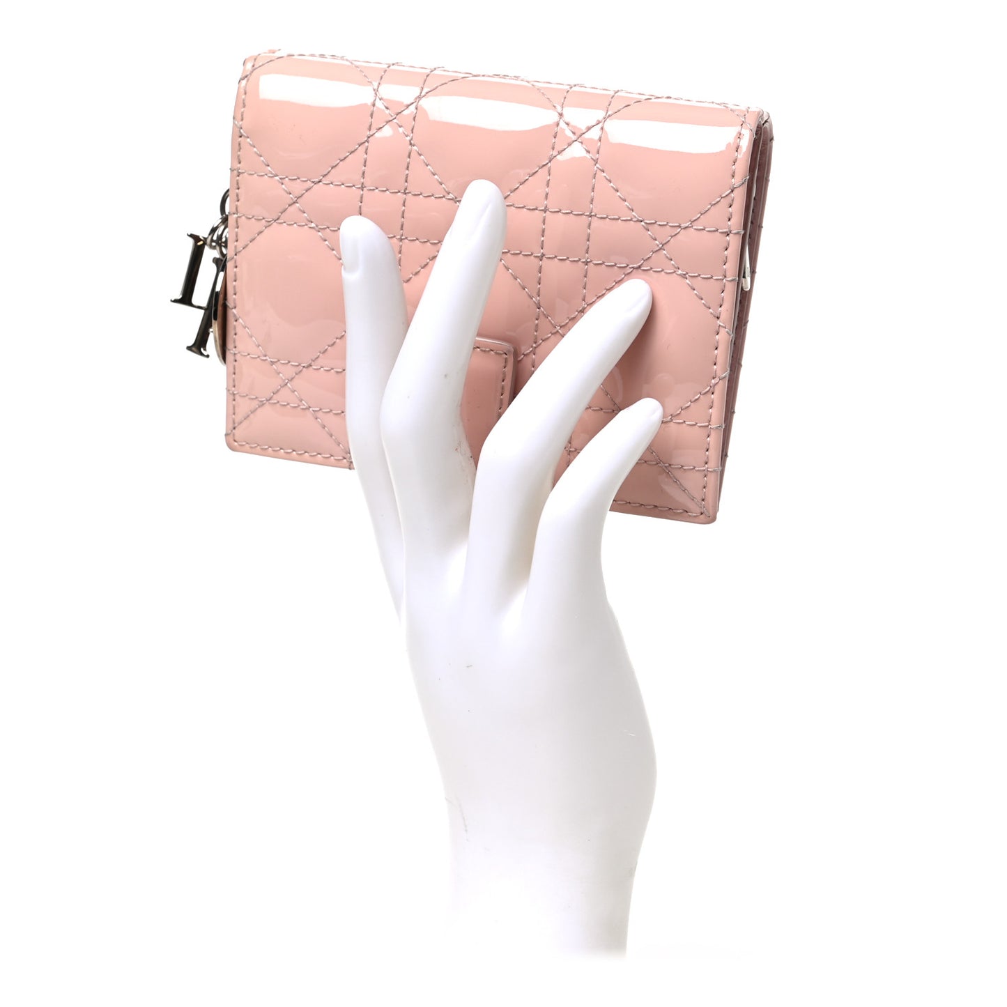 Patent Cannage Lady Dior Eden Wallet Rose Clair