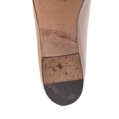 Chanel Lambskin CC Cap Toe Ballerina Flats 37.5 Beige Black 13 of 16