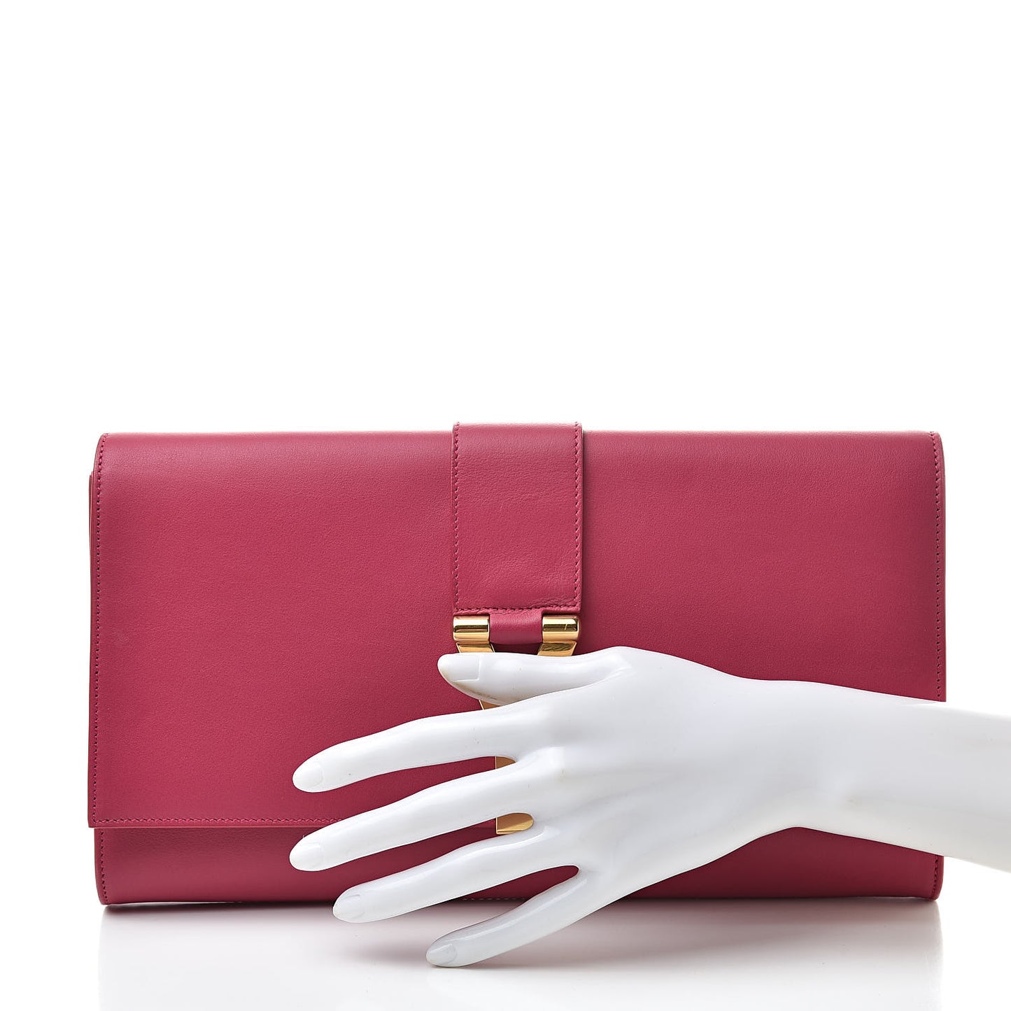 Calfskin Classic Y Ligne Clutch Fuchsia