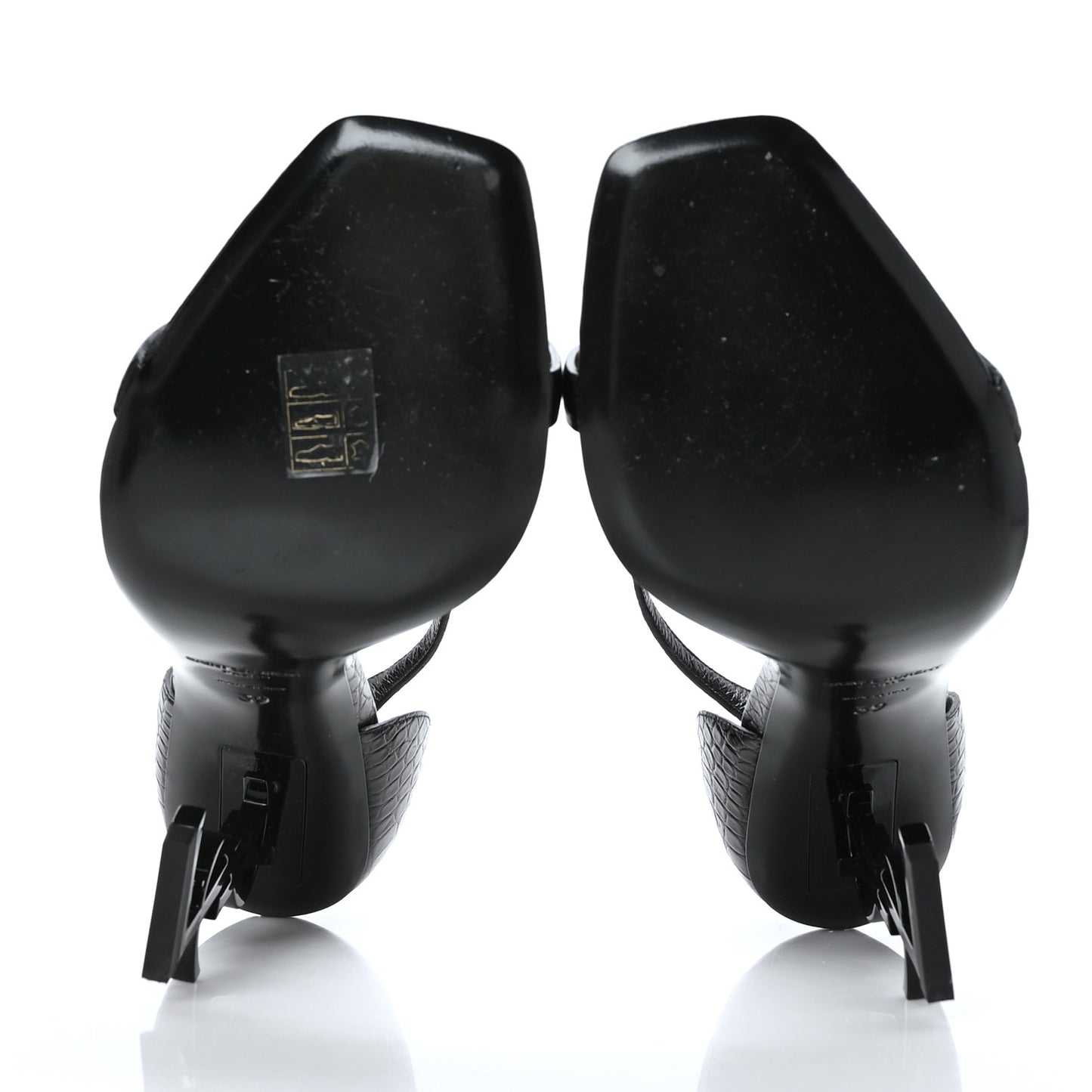 Calfskin Crocodile Embossed Opyum 110 Sandals 39 Black