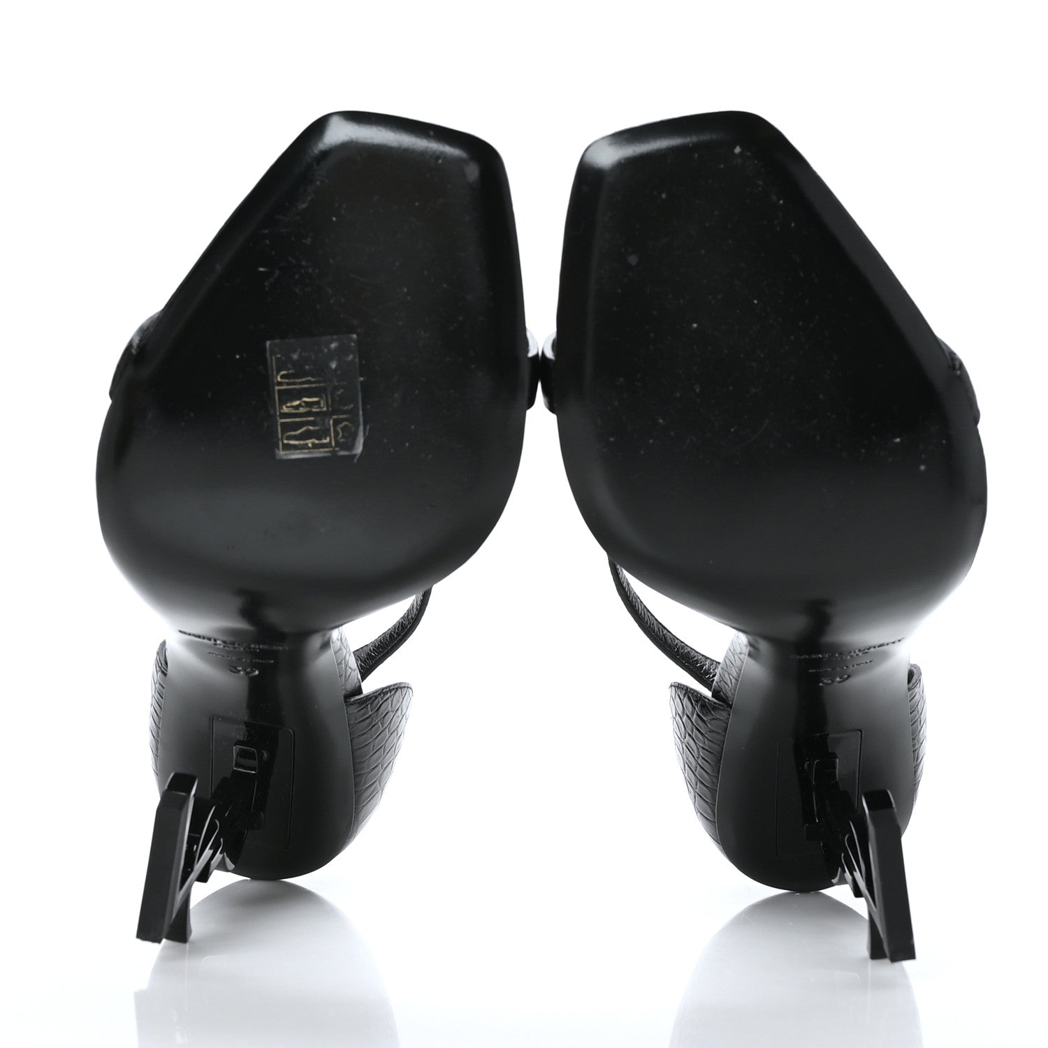 Saint Laurent Calfskin Crocodile Embossed Opyum 110 Sandals 39 Black 5 of 7