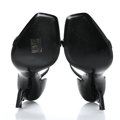 Saint Laurent Calfskin Crocodile Embossed Opyum 110 Sandals 39 Black 5 of 7