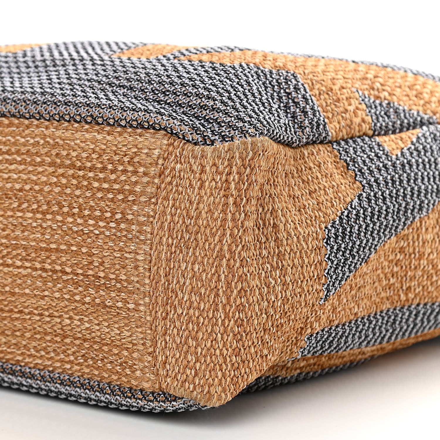 Chanel Woven Straw Raffia Logo Tote Blue Beige 6 of 11