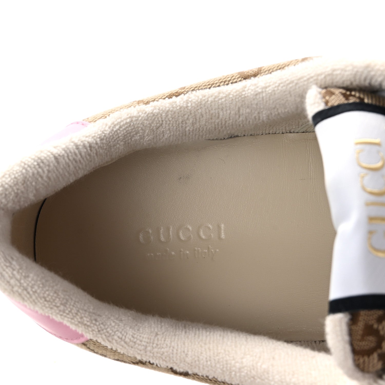 Gucci Lame GG Monogram Nubuck Web Screener Sneakers 41 Beige Ebony Pink 9 of 11
