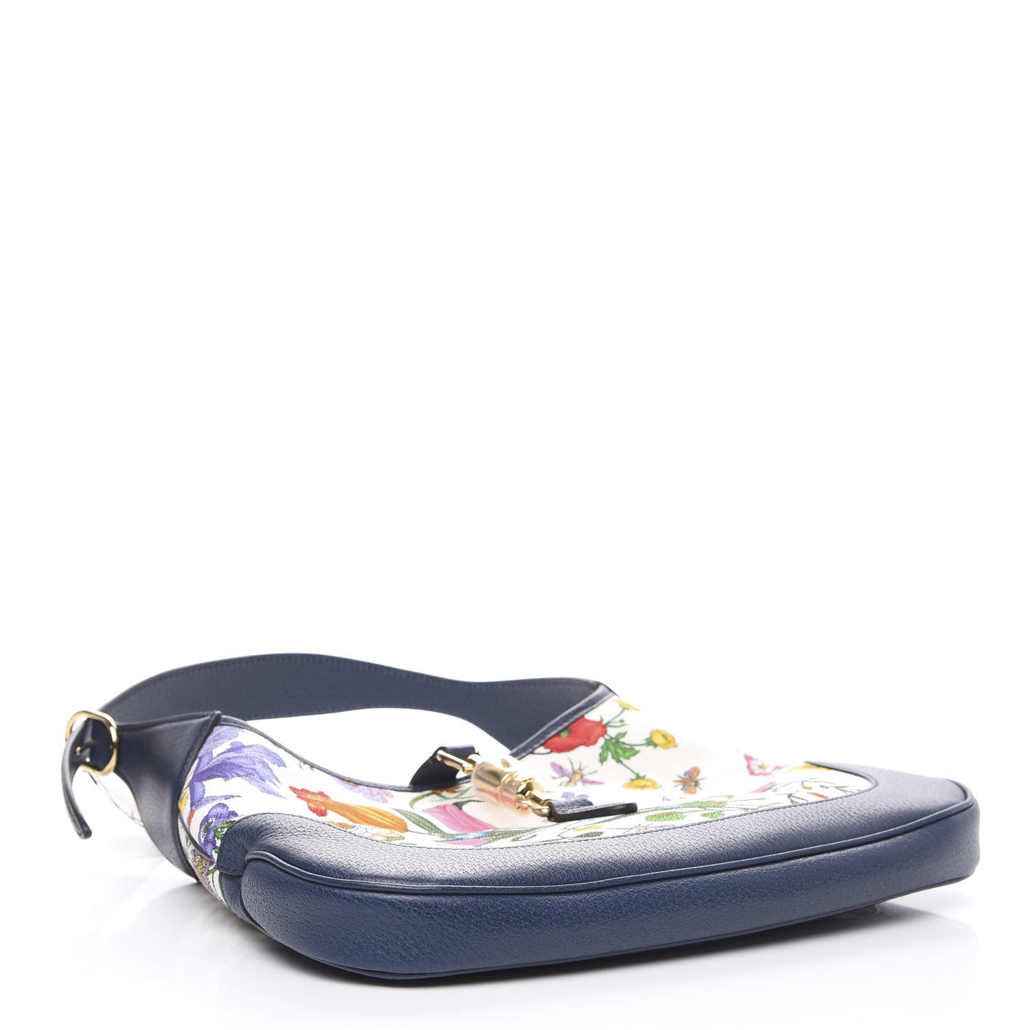 Gucci Canvas Flora Medium Jackie Hobo Blue Agata 3 of 8