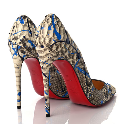 Christian Louboutin Python Vulcano So Kate 120 Pumps 38 Blue 4 of 12