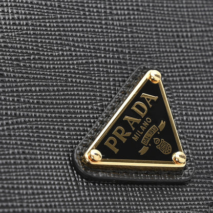 Prada Saffiano Triangle Bi-Fold Compact Wallet Black 8 of 9