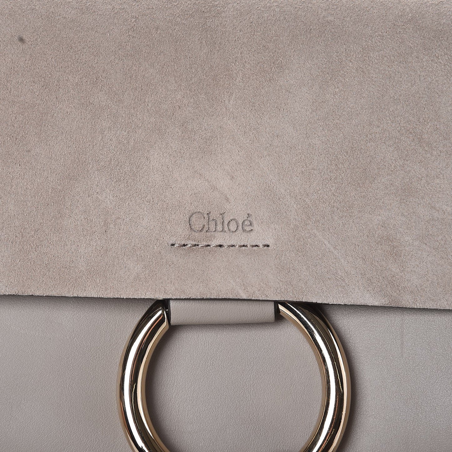Suede Calfskin Small Faye Shoulder Bag Motty Grey