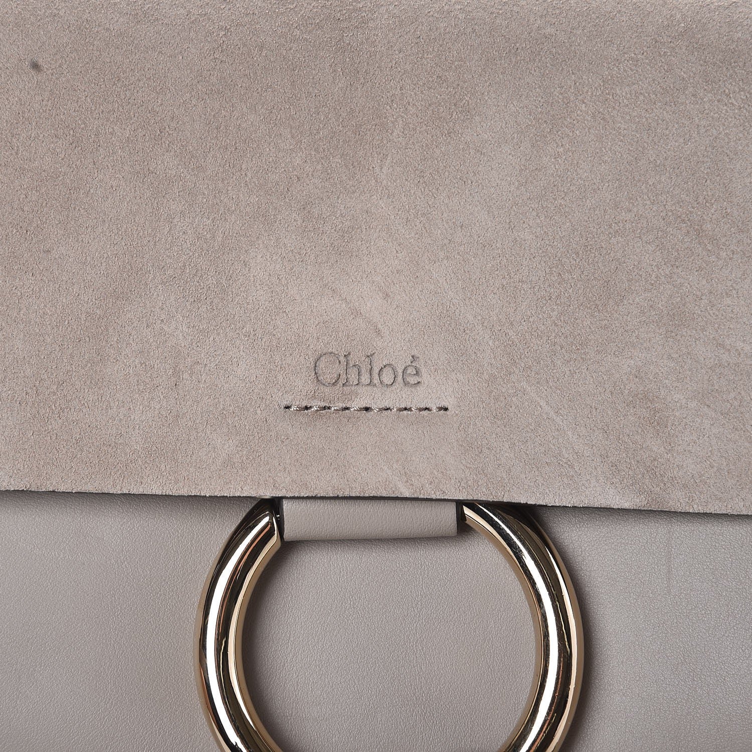 Chloe Suede Calfskin Small Faye Shoulder Bag Motty Grey 7 of 9