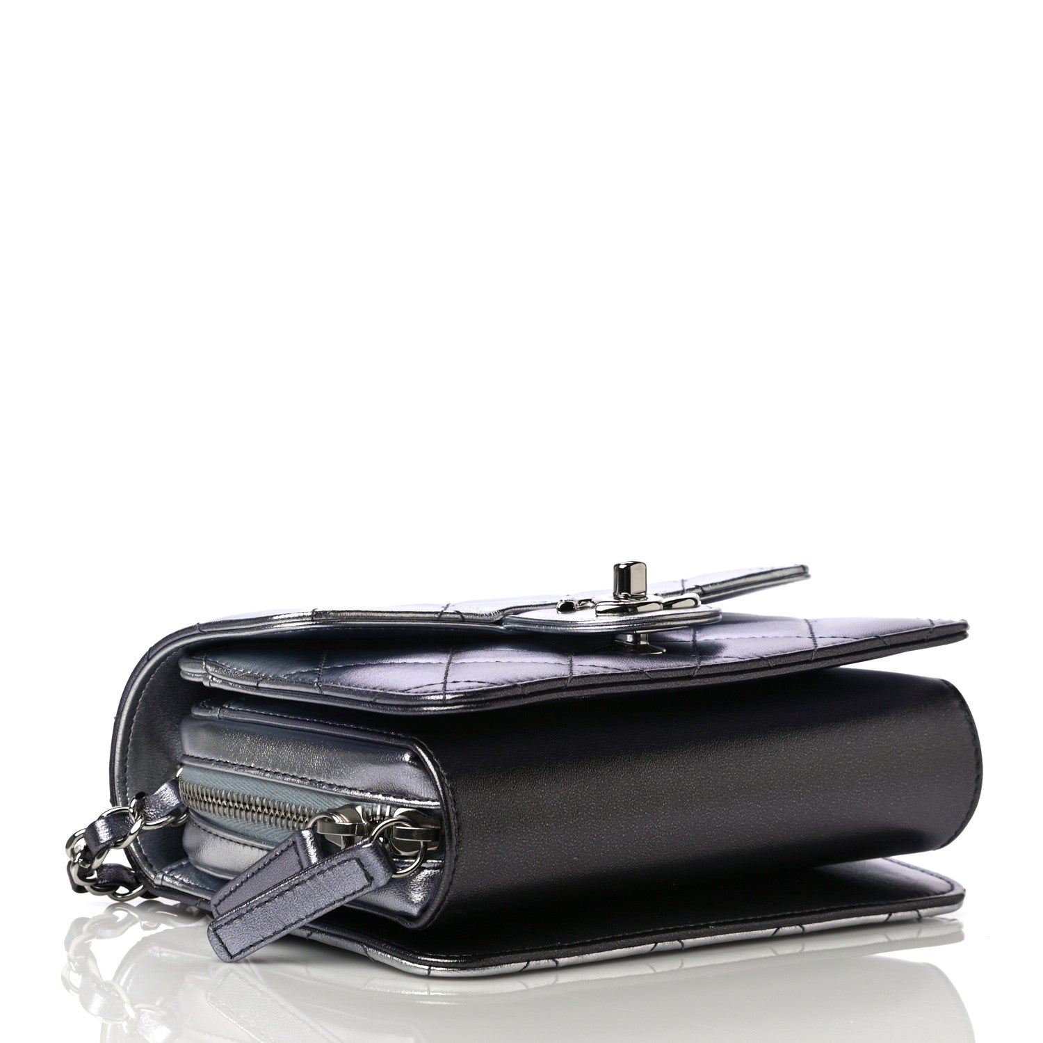 Chanel Metallic Lambskin Like A Wallet Flap Silvery Black 4 of 17