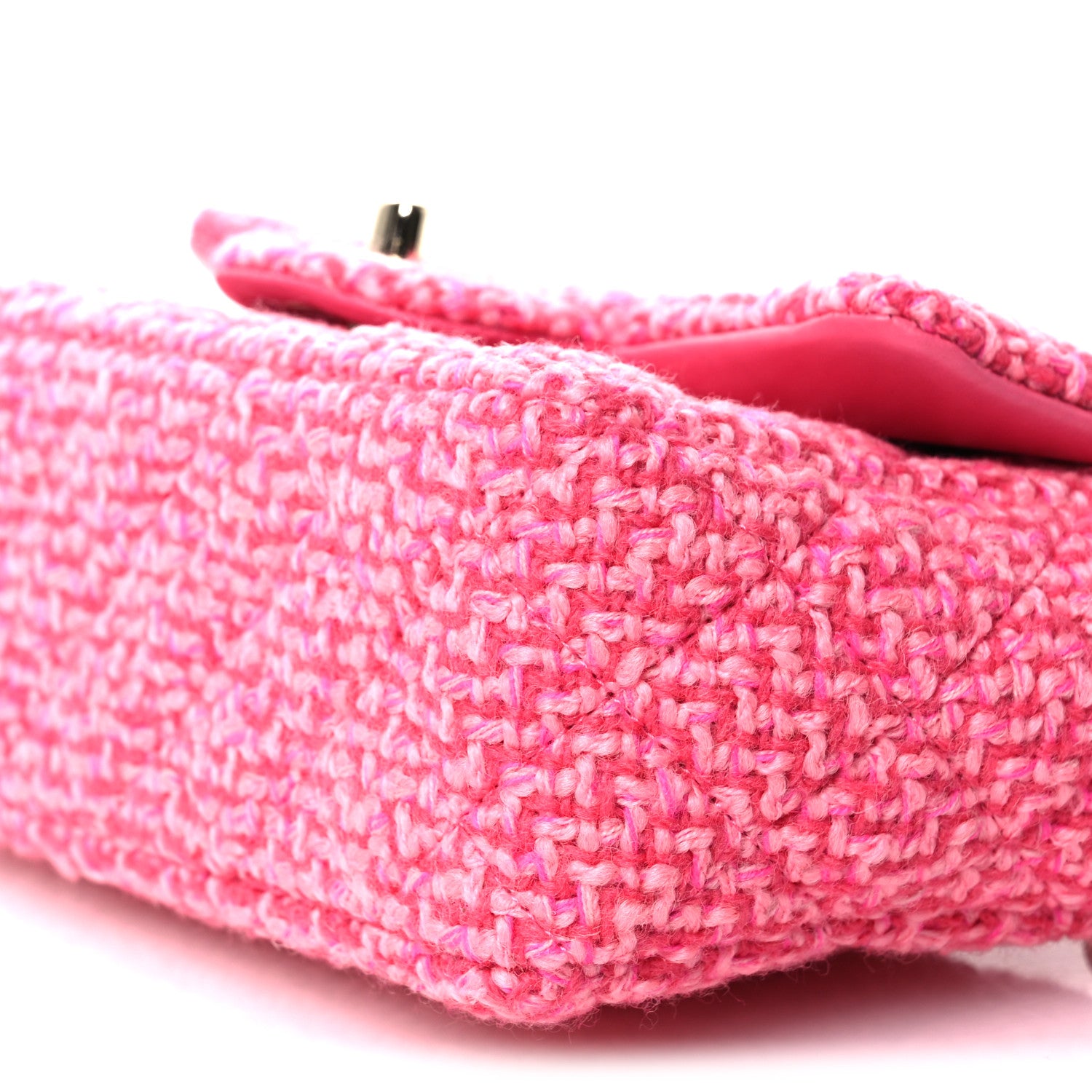Chanel Wool Tweed Quilted Mini Rectangular Flap Dark Pink Fuchsia 10 of 13