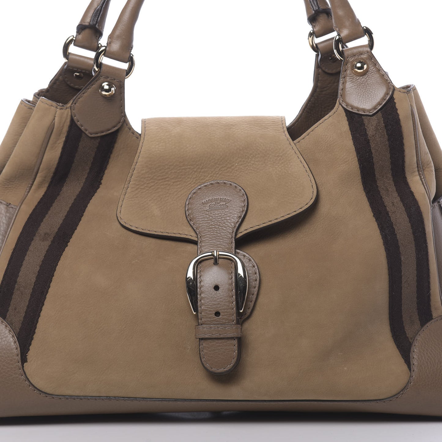 Nubuck Medium Web Heritage Shoulder Bag Taupe
